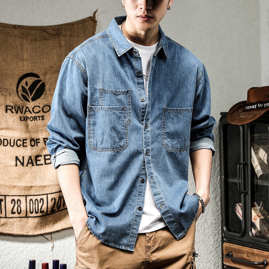 Winter Clothing Stores - Spring Ruffian Handsome Denim Tooling Long-sleeved