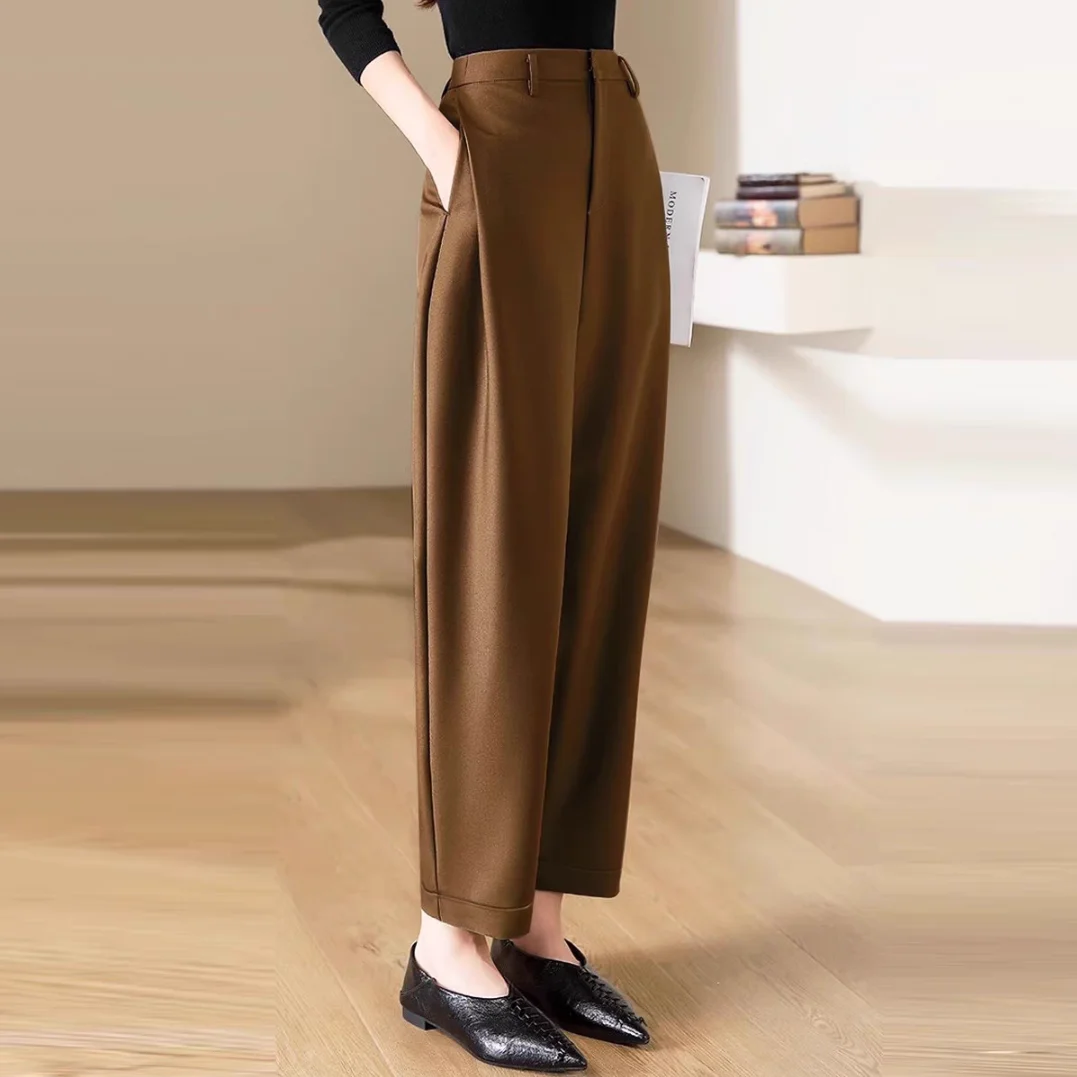 Winter Clothing Aesthetic - High Waist Slacks Female Trousers New