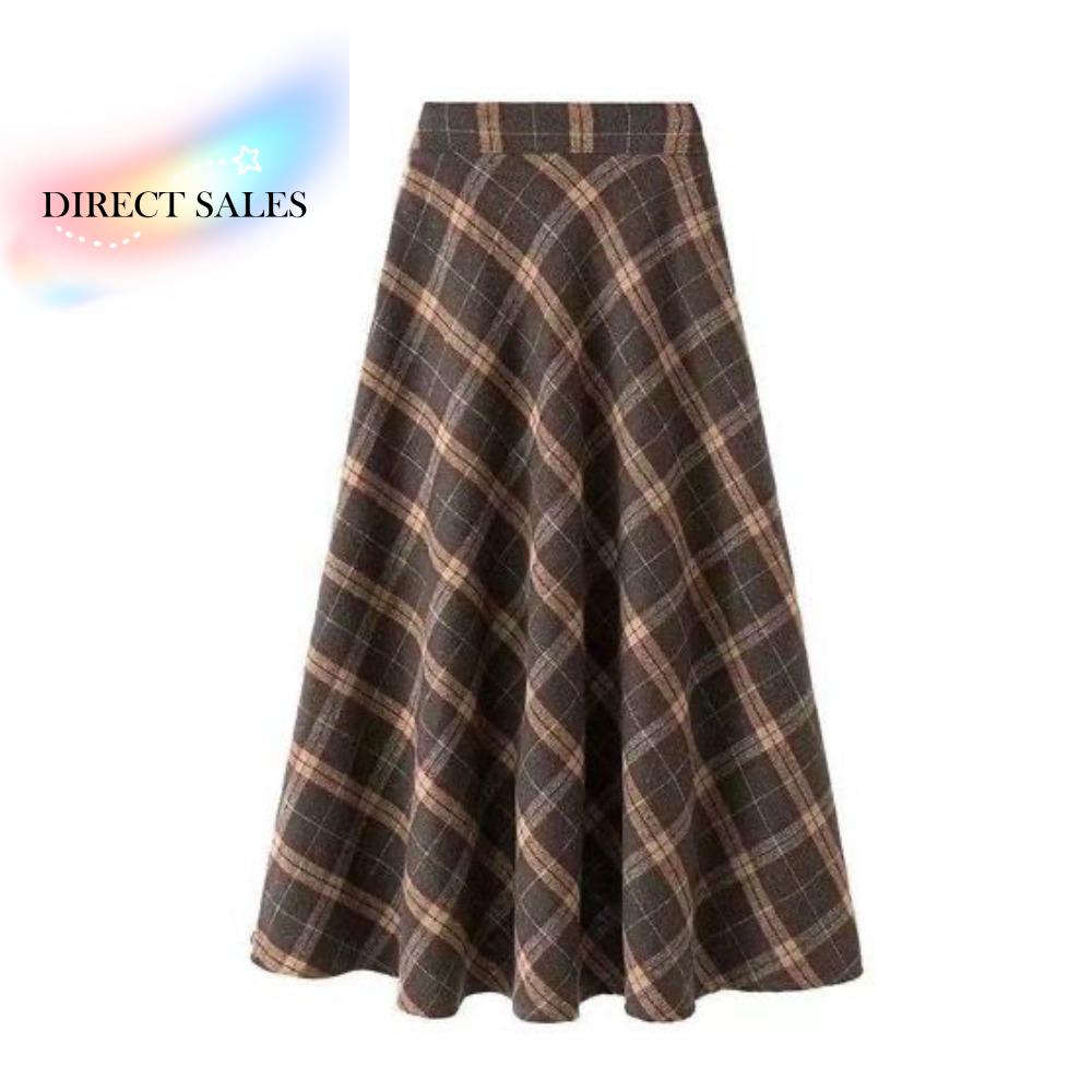 Winter Clothing Aesthetic - High Waist Retro Plaid Skirt Slim