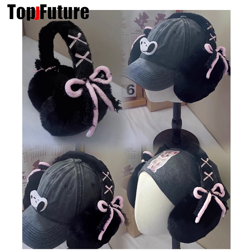 Ear Muff Foldable - Harajuku Y2k Cute Sweet Lolita Bow