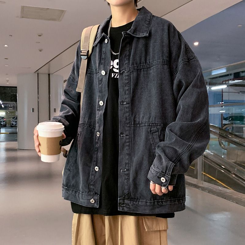 Retro Lapel Men's Denim Jacket - Winter Clothing Aesthetic 评论和价格