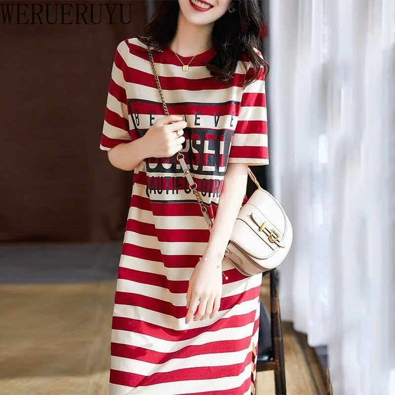 Striped Print Short Sleeve Mid - Winter Clothing Aesthetic 评论和价格