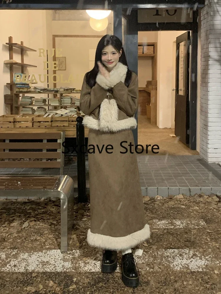 Autumn Retro Faux Fur 2 Piece  - Winter Wear Clothes 评论和价格